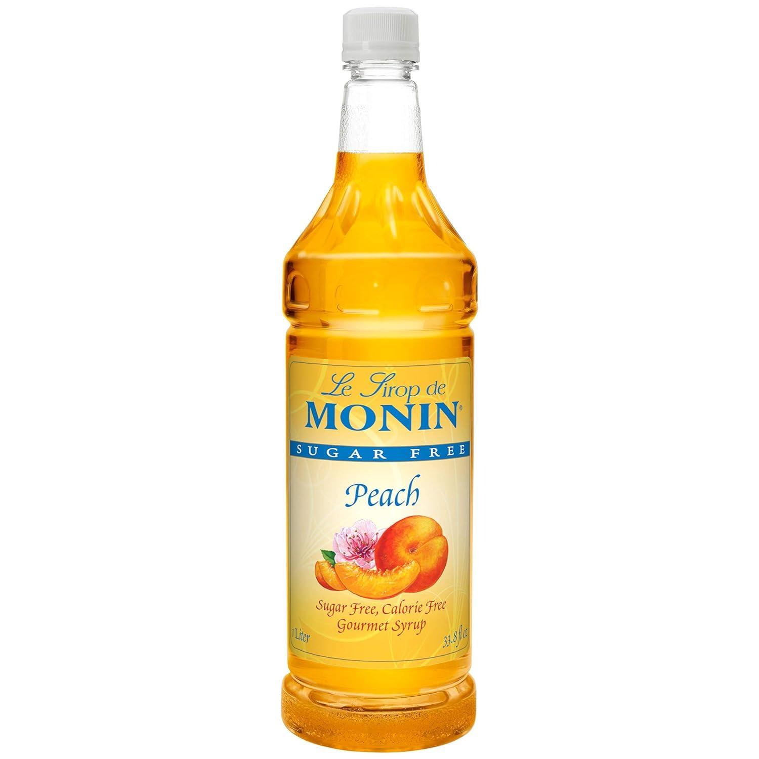 Monin Monin Sugar-Free Peach, 33.8-Ounce Plastic Bottle (1 Liter Bottle)