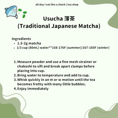 all day i eat like a shark Kagoshima\'s Finest Organic Ceremonial Matcha - JAS Certified, Non-GMO, No-additives, Authentic Japanese Origin, 100% Pure Premium matcha powder, 10 gram travel size bag (10 gram travel size bag)