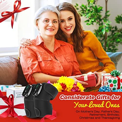 MOAJAZA MOAJAZA Knee Massager with Heat and Vibration, Cordless Knee Heating Pad Shoulder Brace, Heated Knee Elbow Shoulder Brace Wrap for Arthritis (Pack of 2 Black)