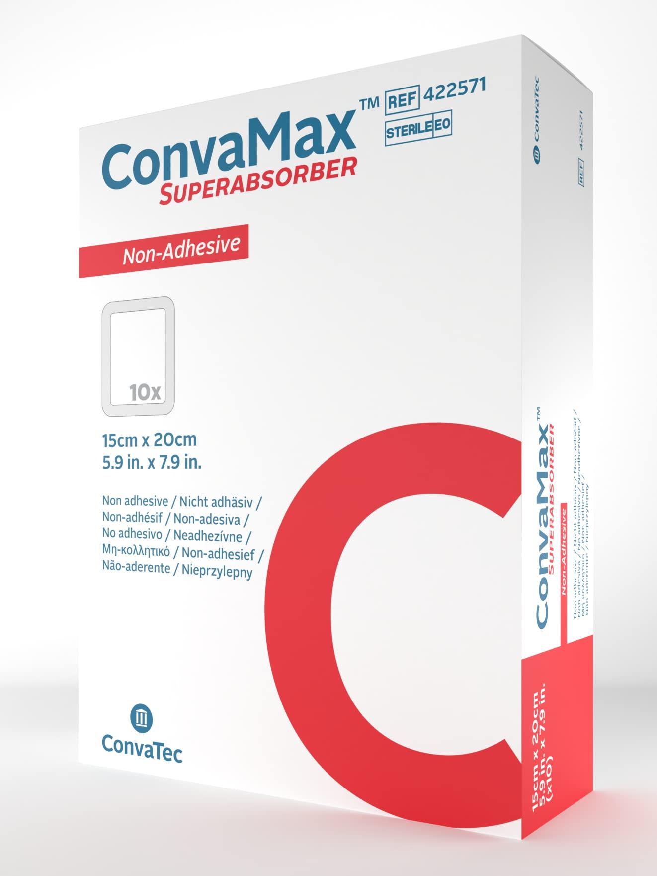 ConvaTec ConvaMax Superabsorber Non-Adhesive Dressing 6"x8" Soft Absorbent Wound Dressing with High Fluid Retention, 422571, Box of 10