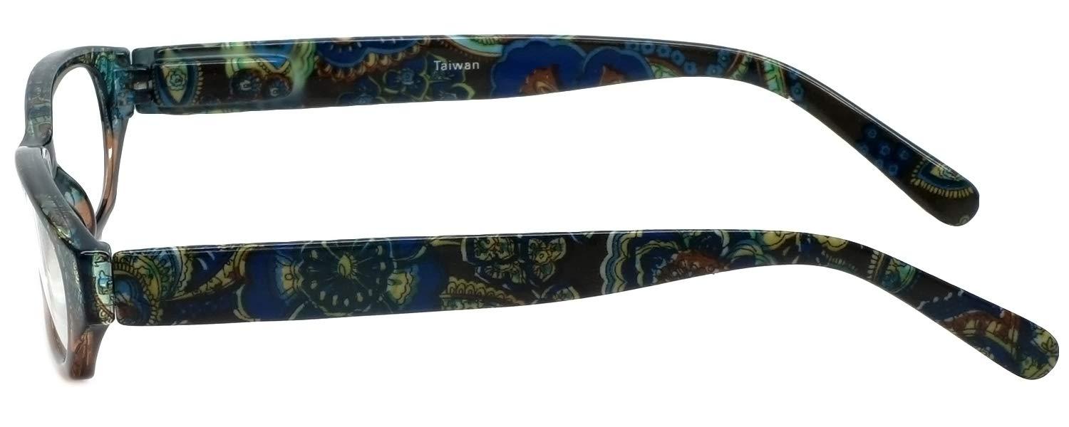 Calabria Calabria 4377 Cat Eye Colorful Floral Paisley Reading Glasses +6.00 Brown Women Readers Cute Eyeglass w/Soft Case