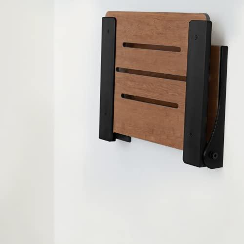 Seachrome Seachrome Silhouette Folding Wall Mount Shower Bench Seat, Rustic Teak Seat with Matte Black Frame (SHAF-185155-PRTS-S-MB)
