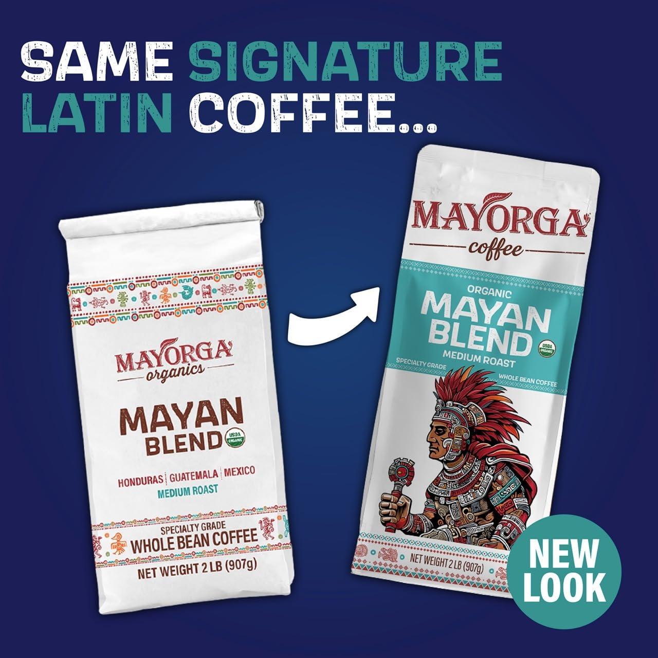 Mayorga Mayorga Medium Roast Whole Bean Coffee, 2 lb bag - Mayan Blend Organic Coffee Roast - Direct Trade, Specialty Grade, Non-GMO 100% Arabica Coffee Beans