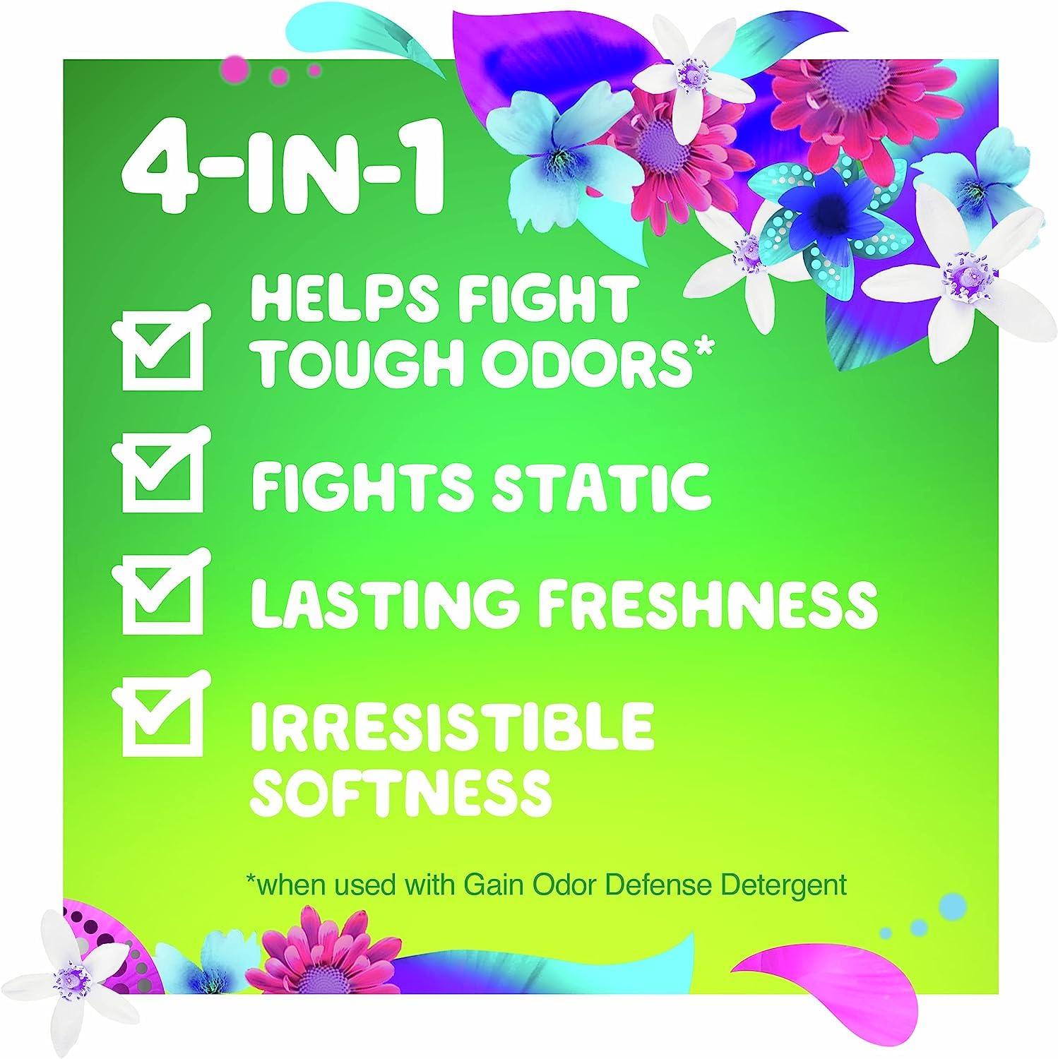 Gain Gain + Odor Defense Dryer Sheets, Super Fresh Blast Scent Fabric Softener Sheets, 240 ct (Pack of 2)