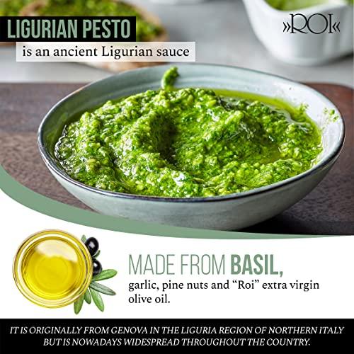 ROI ROI Pesto Sauce - Vegan Pesto - Fresh Ligurian Basil Pesto and ROI Ligurian Italian Extra Virgin Olive Oil First Cold Pressed - Cucina Olive Oil