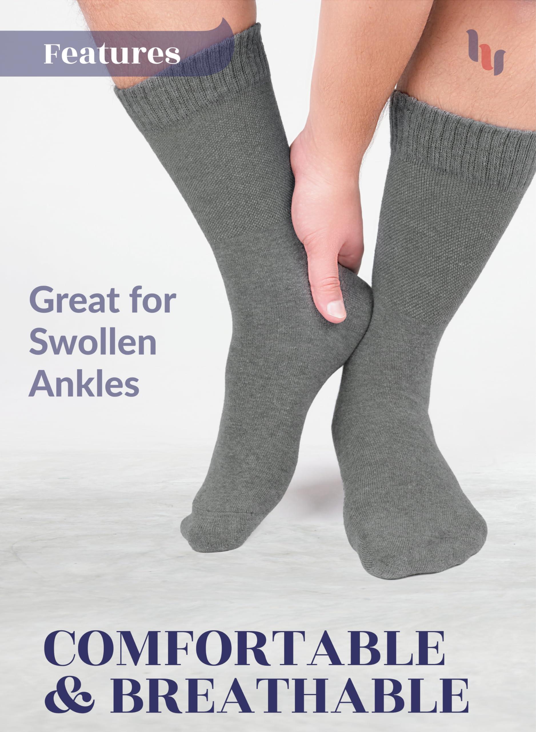 Hugh Ugoli Hugh Ugoli Men\'s & Women\'s Cotton Diabetic Crew Socks, Melange Gray, X-Large, Shoe Size: US 12-14 for Women & US 11-13 for Men, 8 Pairs