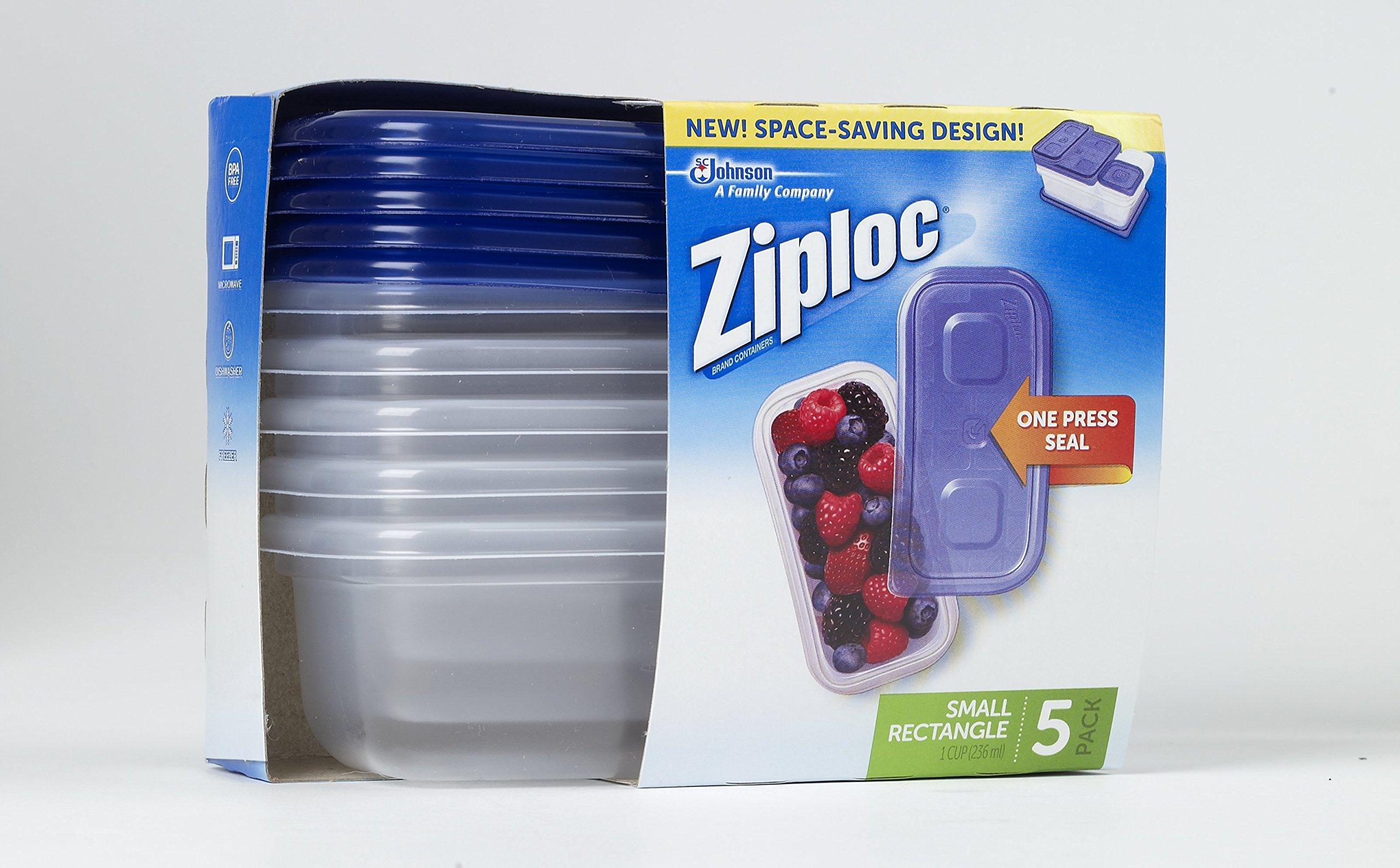 SC Johnson SC Johnson Ziploc Container, Small Rectangular, 5 ct