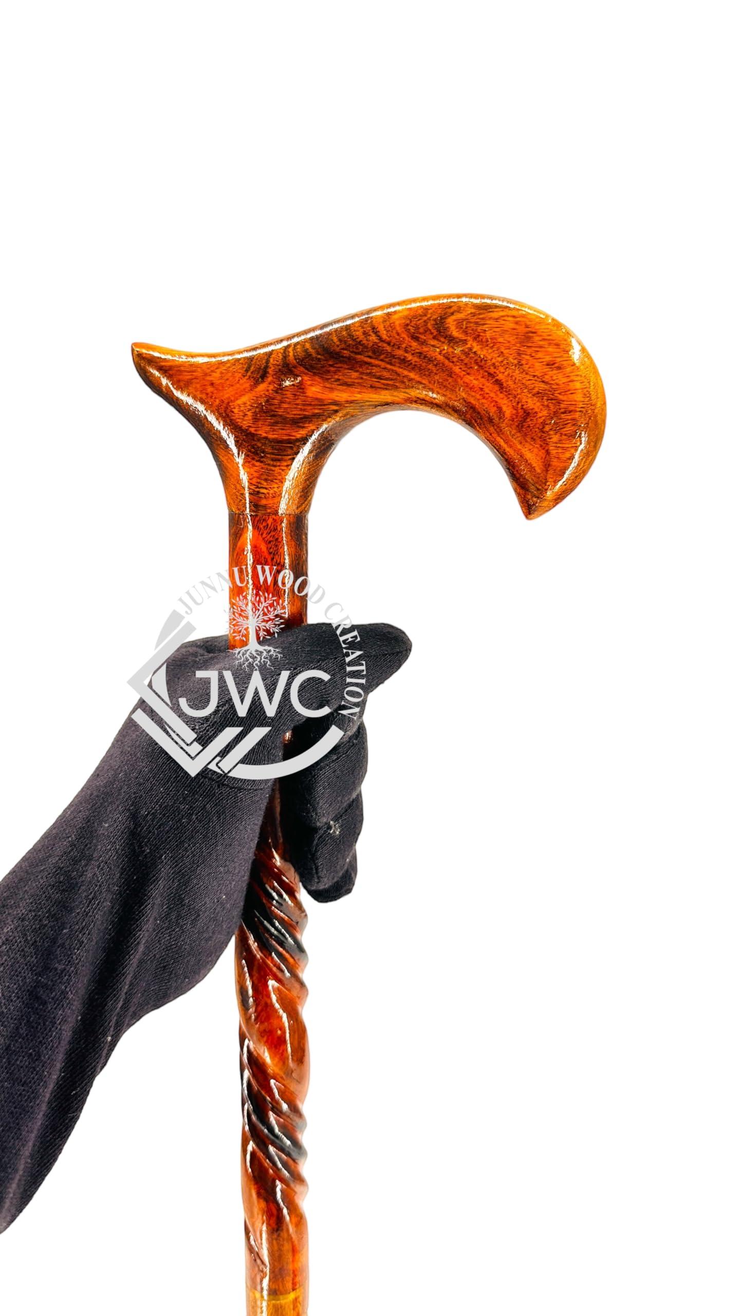 JUNNU WOOD CREATION JUNNU WOOD CREATION Walking Stick Cane Men Canes Wooden Sticks Handcrafted Best Wood for Mens and Women Senior Fancy Fold able, YELLOWISH