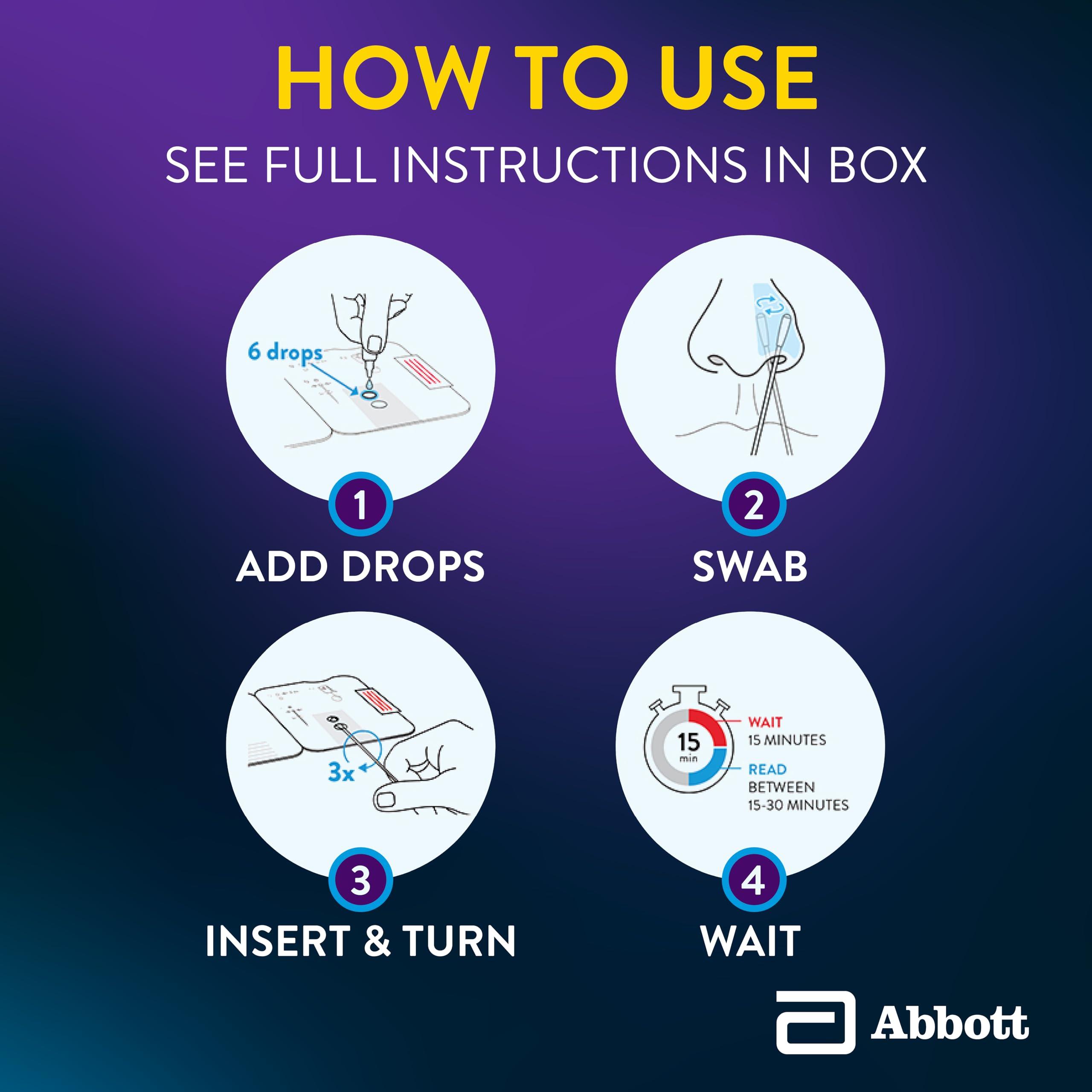 BinaxNOW BinaxNOW COVID-19 Antigen Self Test, 1 Pack, 4 Tests Total, COVID Test With 15-Minute Results Without Sending to a Lab, Easy to Use at Home