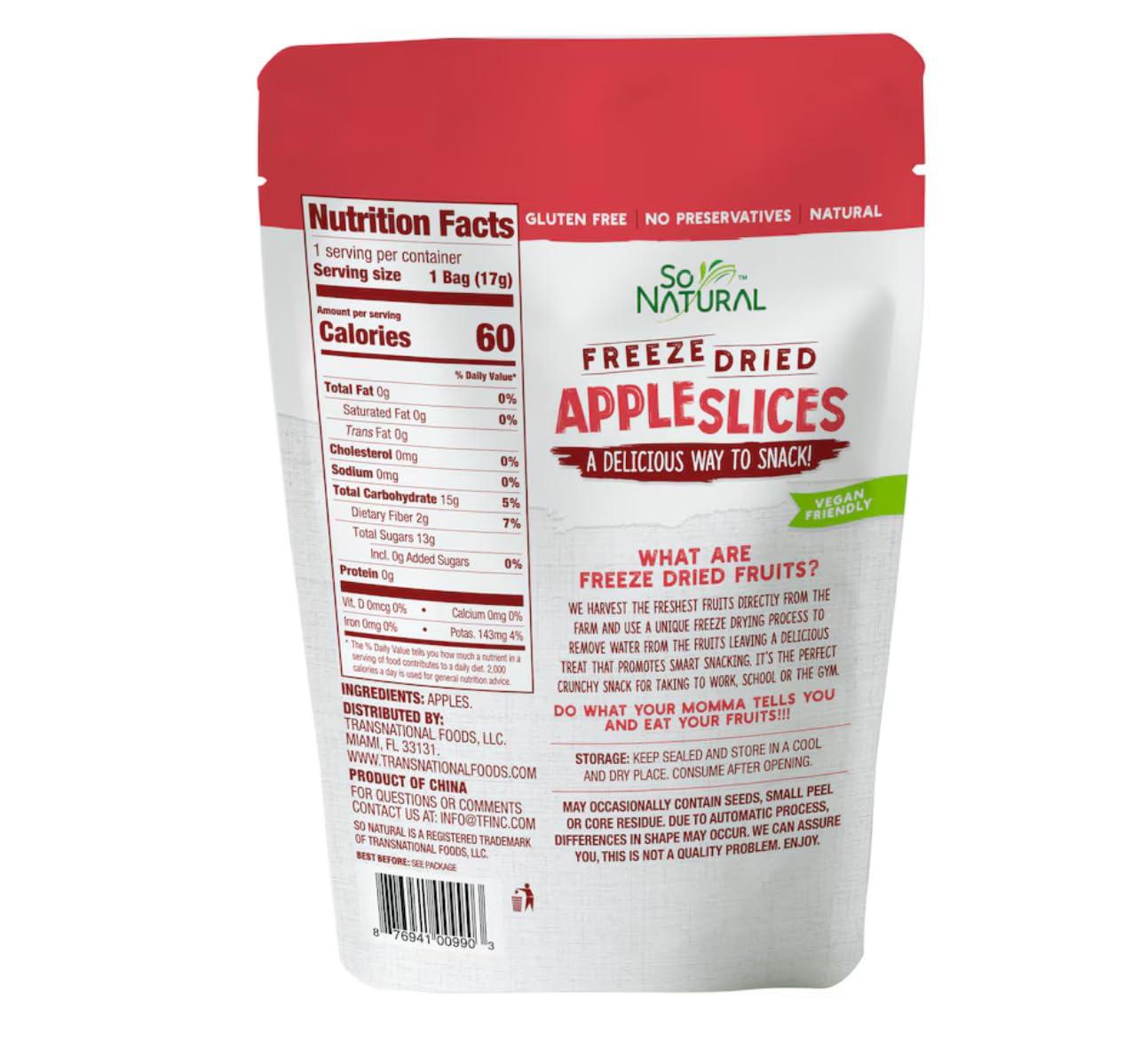 So Natural So Natural Freeze Dried Apple Slices 3 Pack 0.6oz, Small