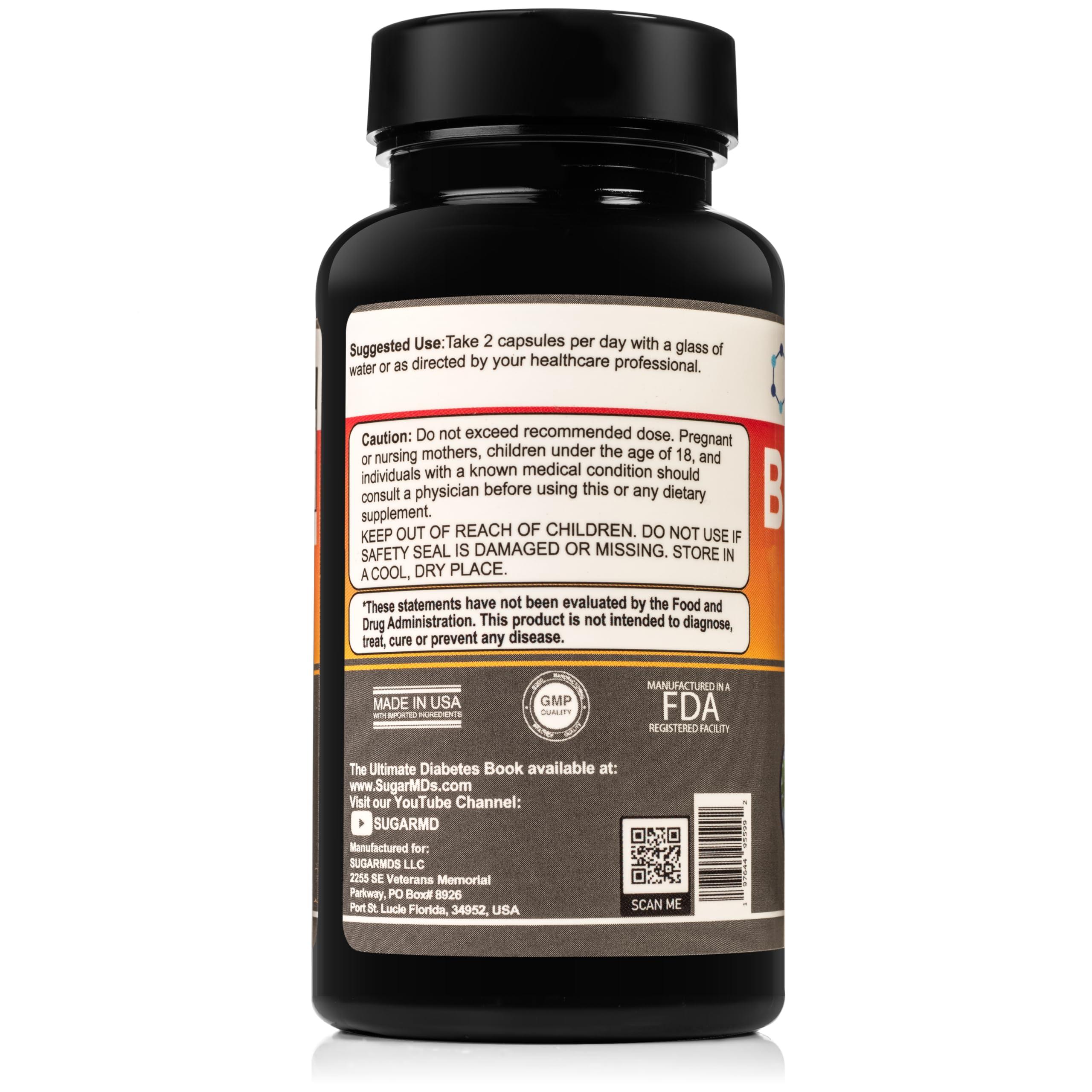 SugarMD SugarMD Super Berberine Supplement 250mg GlucoVantage Dihydroberberine with 4000mg Ceylon Cinnamon - 5X More Absorbable Than Regular Berberine 30 Capsules (30 Day Supply)