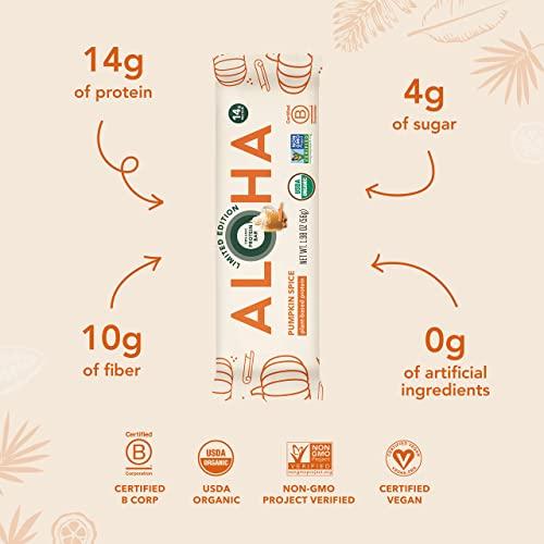 ALOHA ALOHA Organic Plant Based Protein Bars - Pumpkin Spice, Vegan, Low Sugar, Gluten-Free, Low Carb, Non-GMO, No Stevia, No Erythritol - LIMITED EDITION, 12 Count (Pack of 1)