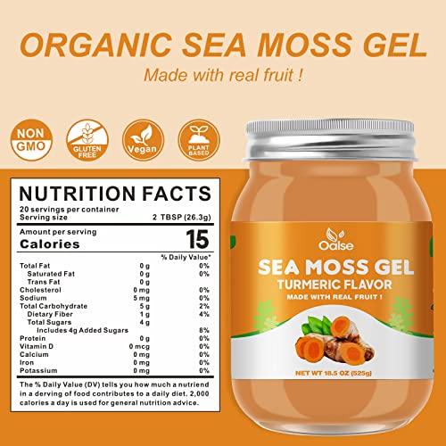 OALSE OALSE (18.5 OZ Irish Sea Moss Gel Turmeric Flavor - Organic Seamoss Gel with 92 Minerals and Vitamins - Non-GMO, Gluten-Free, Vegan - Immune Defense Thyroid Digestive Support