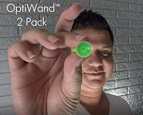 OptiWand 2 Pack - Small Portable Soft Contact Lens Removal & Insertion Tool - Silicone Rubber Eye Lens Inserter & Remover Device with Pincher End & Finger Grips - Safe & Easy to Use, Travel Size  1.75\"