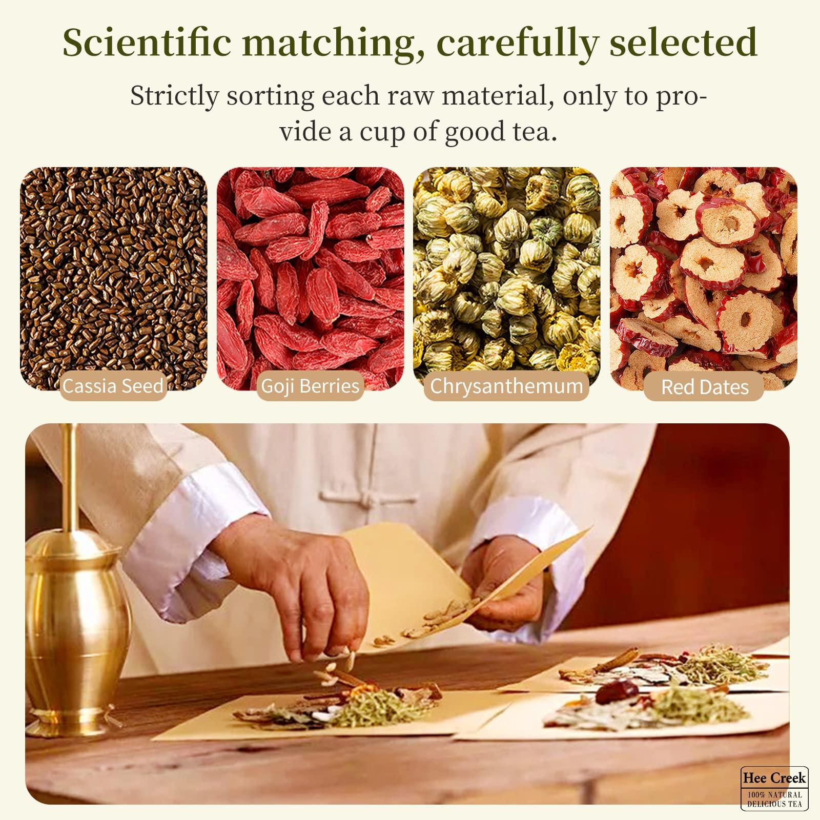 hee creek Hee Creek Chrysanthemum Cassia Seed Tea Bags 9.17oz/260g, Combination with Goji Berries, Red Dates, Cleanse Herbal Tea Bags, Clearing the Fire,