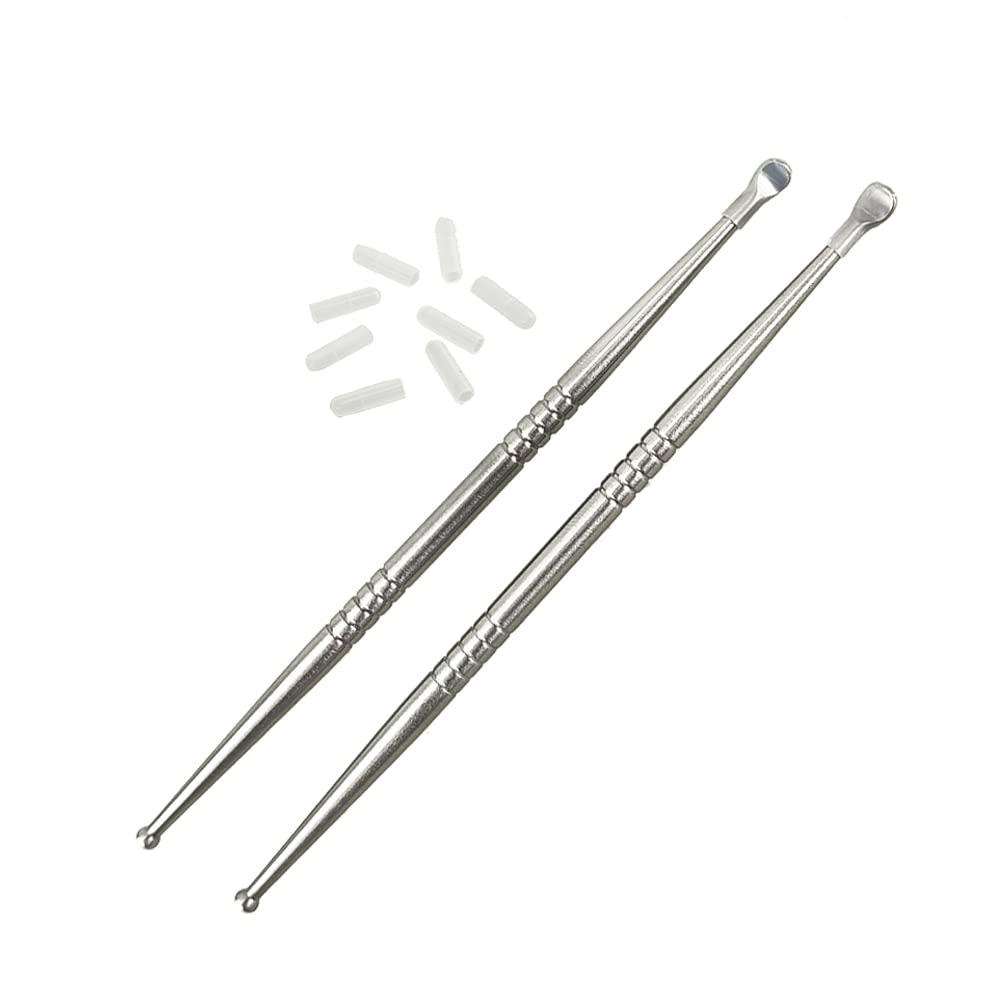 airgoesin Airgoesin 2pcs Tonsil Stone Removal Pick Tonsillolith Premium Tool Stainless Steel Oral Cleaner with 10 Soft Silicone Caps