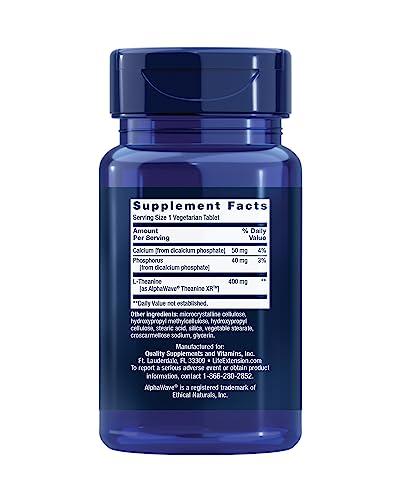 Life Extension Life Extension Theanine XR Stress Relief L-Theanine Promotes a Calm Response to Daytime Stress Non-GMO, Gluten-Free, Vegetarian 30 Tablets