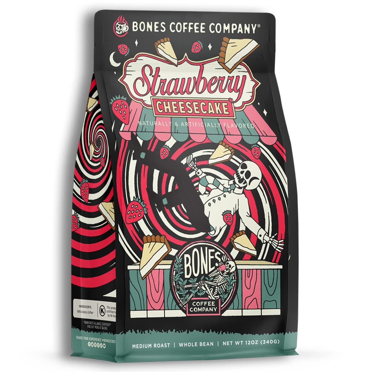 Bones Coffee Company Bones Coffee Company Strawberry Cheesecake and French Toast Flavored Ground Coffee Beans Bundle | 12 oz Medium Roast Arabica Low Acid Coffee Gifts (Ground)