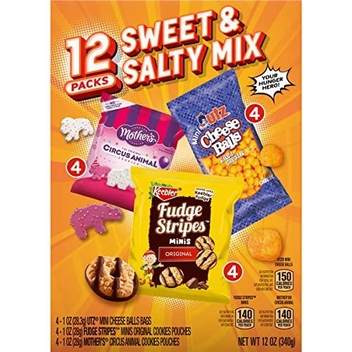 Keebler Keebler Sweet & Salty Mix, Keebler Fudge Stripes, Mother\'s Circus Animals, Utz Mini Cheese Balls, 1 Oz. (Pack of 12)