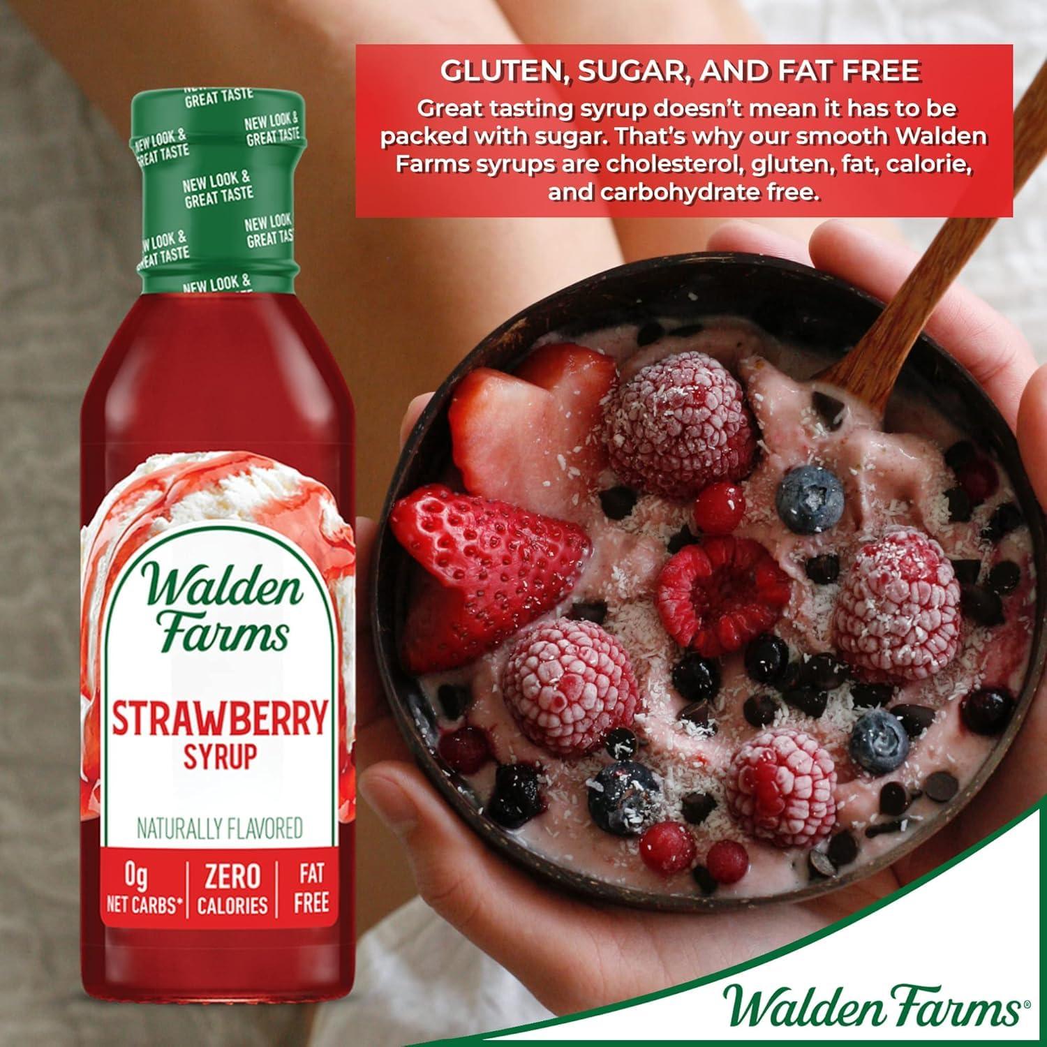 Walden Farms Walden Farms Strawberry Syrup - Calorie-Free, Sugar-Free, Keto-Friendly, Low Carb, Gluten-Free, Vegan Strawberry Syrup Alternative for Desserts, Smoothies, Breakfast, (12 oz Bottle x 2)