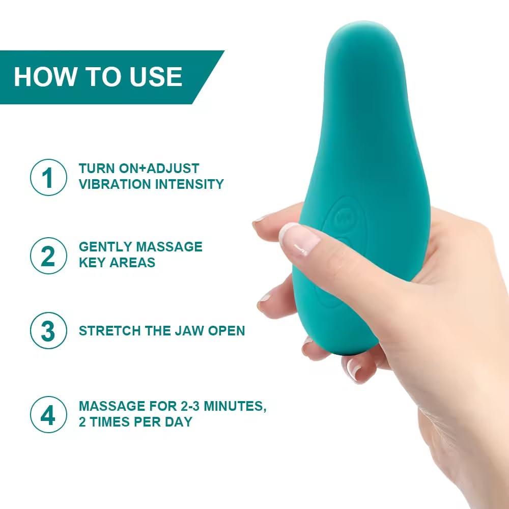 Generic TMJ Pain Relief Jaw Massager - Travel Pouch Included - 10 Gentle Massage Modes - Ergonomic Design, Medical-Grade Silicone - Pain Relief for Jaw and Neck - TMJ Massage Tool - Jaw Massager