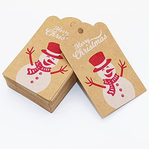TrlaFy 120PCS Christmas Gift Tags Brown Kraft Paper Christmas Gift Tags Hanging Name Tags Labels with Twine String for Christmas Gift Wrap, DIY Arts and Crafts, Wedding