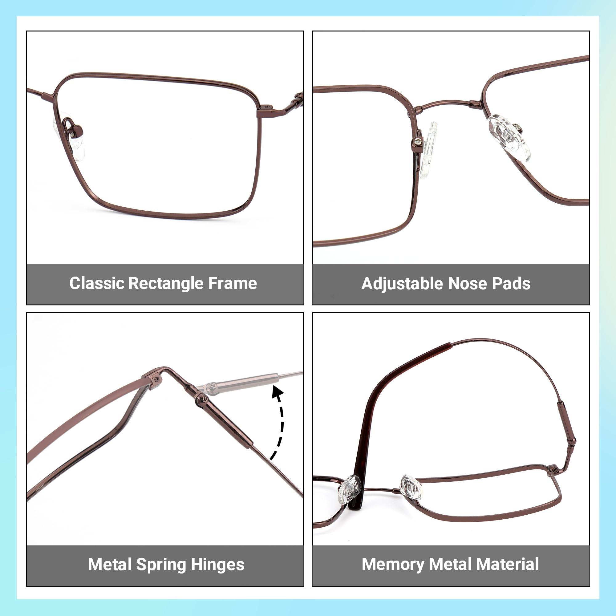 Zeelool Zeelool Reading Glasses for Men Rectangle Blue Light Blocking Readers with Anti-Reflective Coating and Spring Hinges ZJGM933461-04Brown,2.50