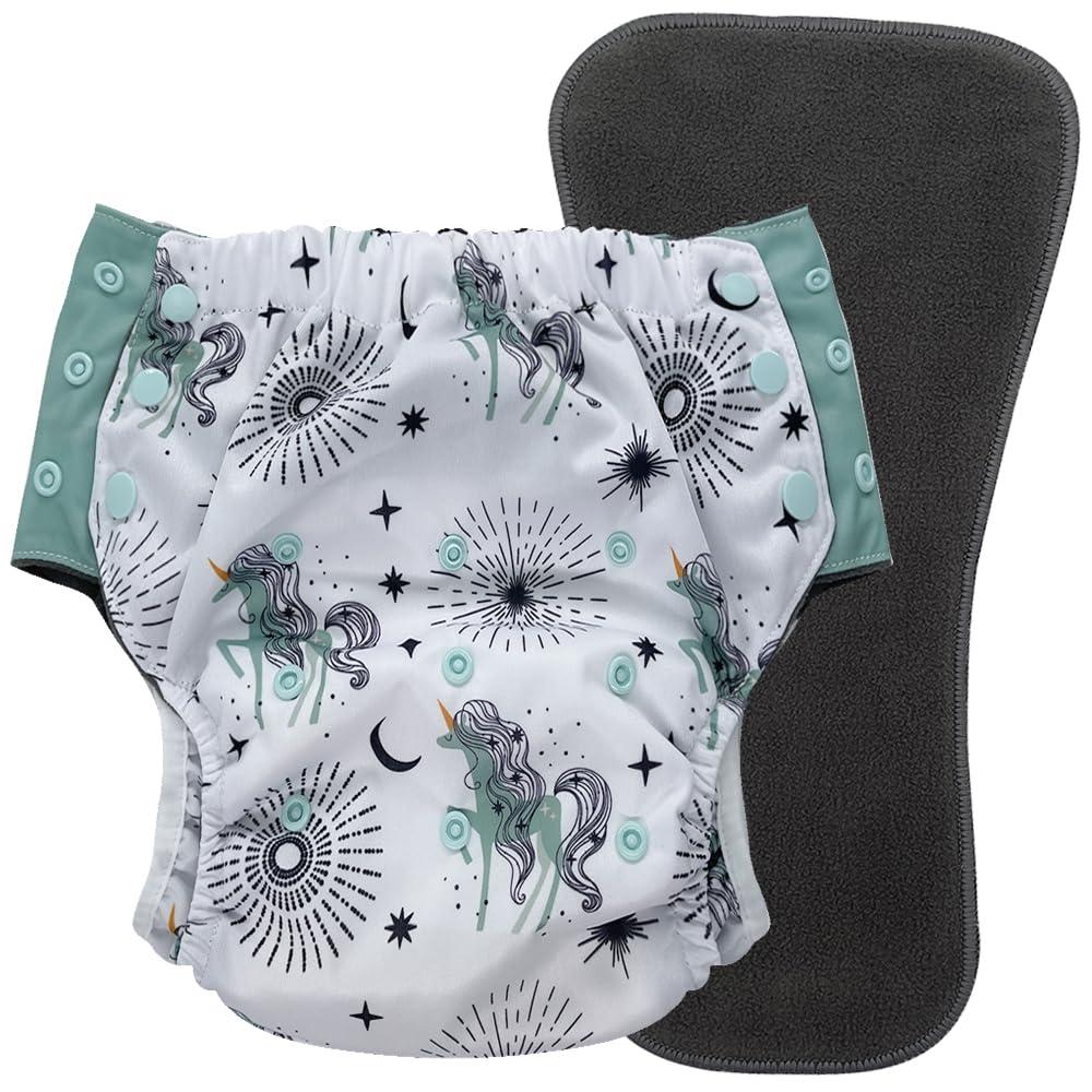 Ecoable Special Needs Big Kids\' Protective Briefs: Pull-on Cloth Diaper for Incontinence and Potty Training, Age 6-16 Years (Unicorns, Junior 3)