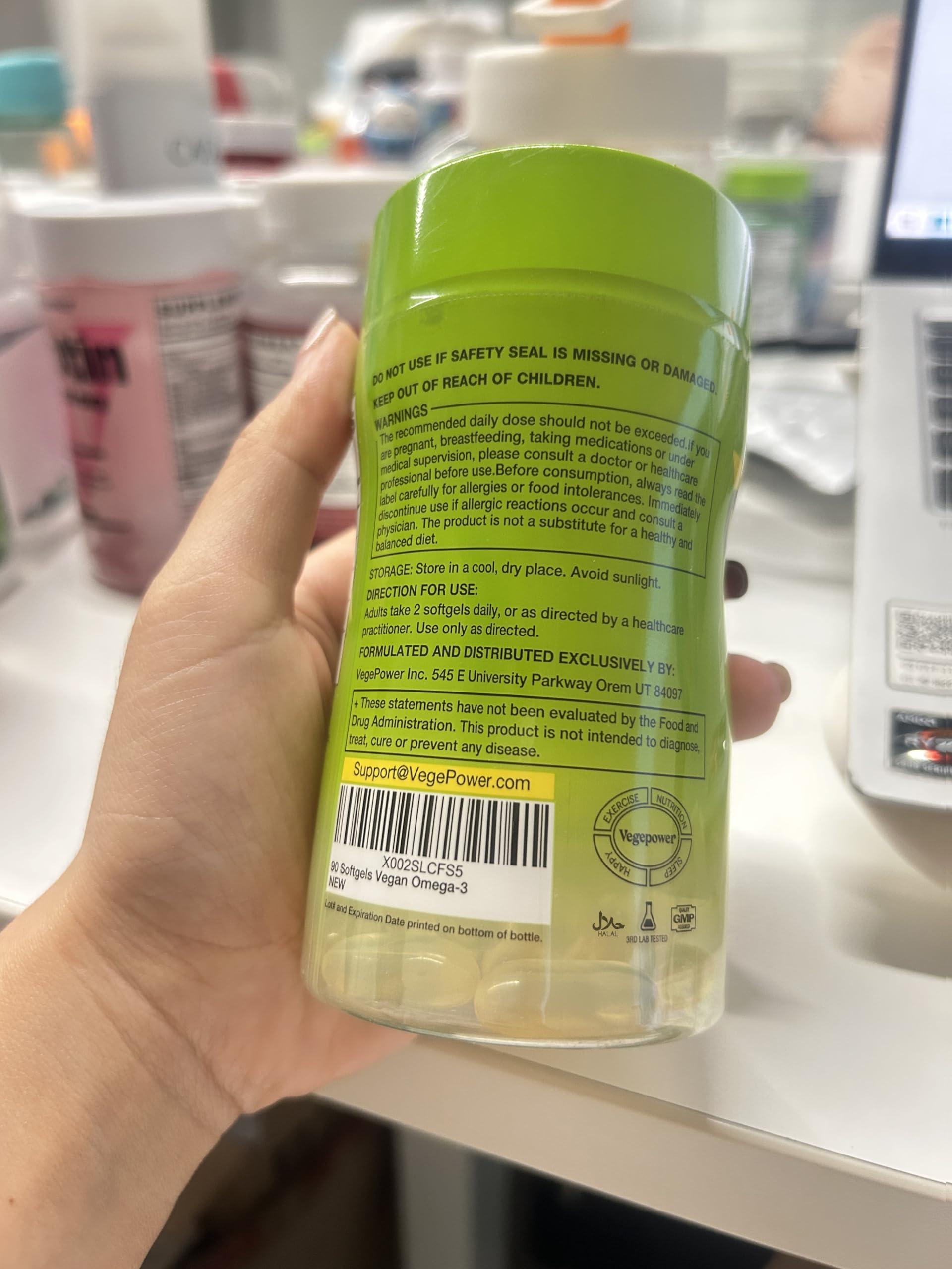 VEGEPOWER Vegan Omega-3 Algae DHA Supplements - 2000mg Algae Oil, Plant-Based Prenatal Algal DHA, 90 Carrageenan Free Softgels -Sustainable Fish Oil Alternative Supports Brain, Heart, Eyes, Joint Health
