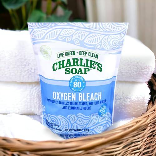 Charlie\'s Soap Charlie\'s Soap Oxygen Bleach (2.64 Lbs., 1 Pack) Non-Chlorine Bleach Alternative Powder Whiten Laundry & Remove Stains Safer for Colors