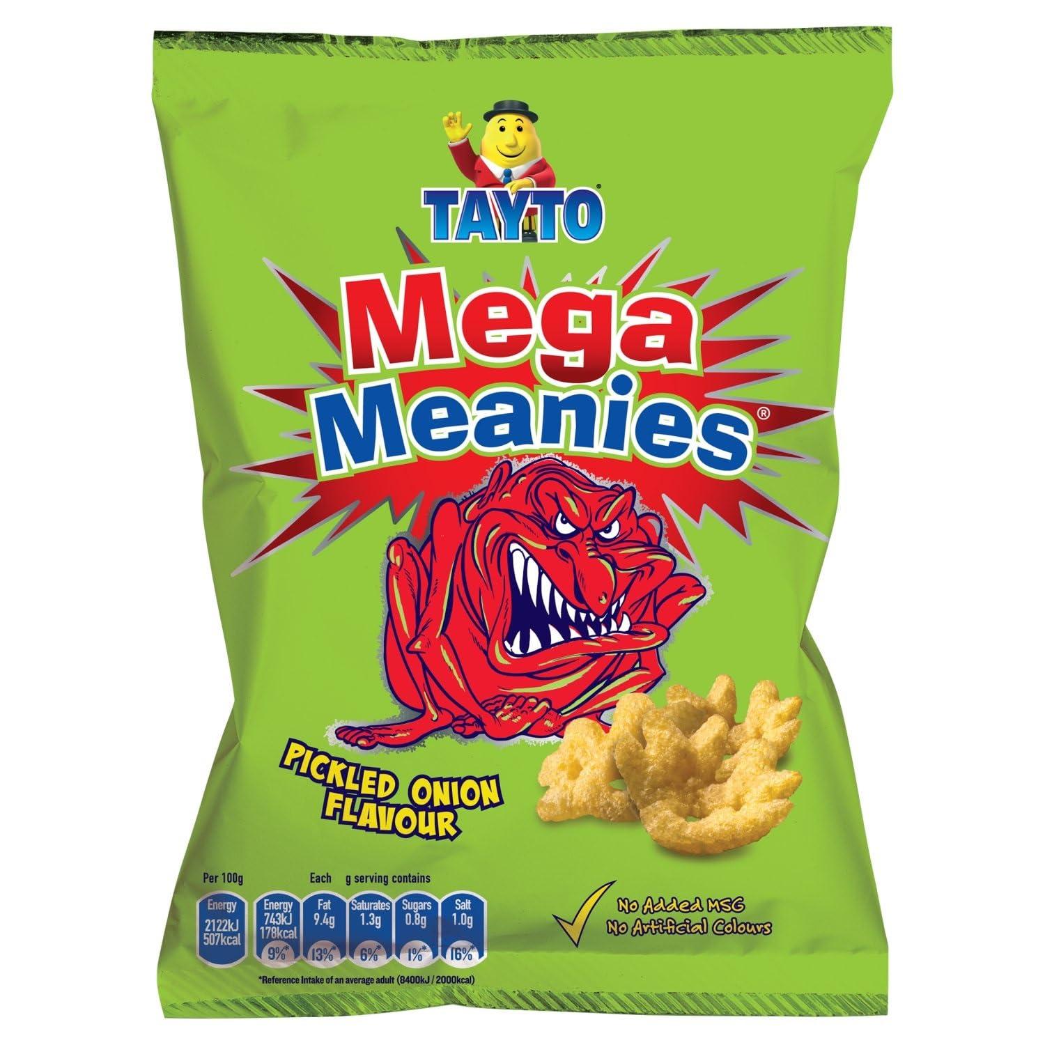 KP Mega Meanies Pickled Onion Flavoured Crisps (10 x 30g Packets)