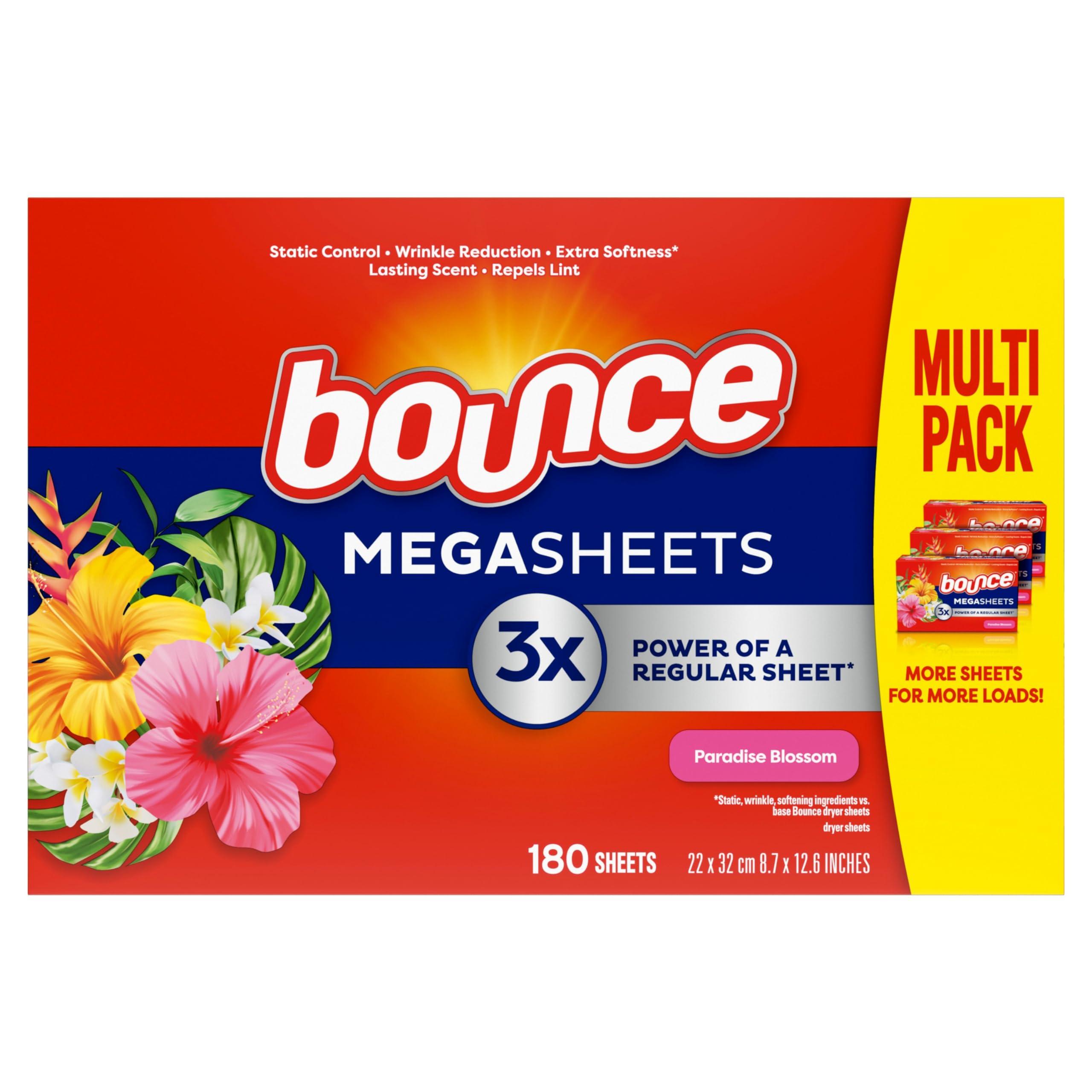 Bounce Bounce Mega Dryer Sheets, Paradise Blossom, 180 Count, Bounce Dryer Sheets