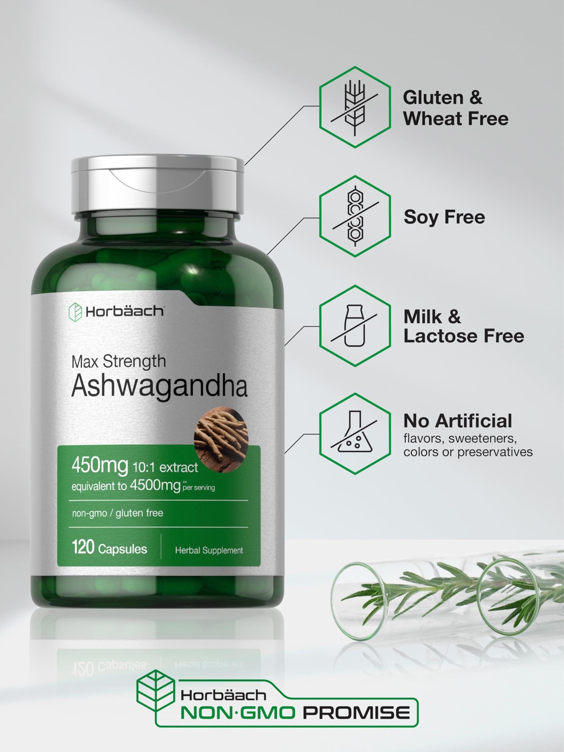 Horbach Horbach Ashwagandha Supplement | Max Strength | 120 Capsules | Non-GMO, Gluten Free