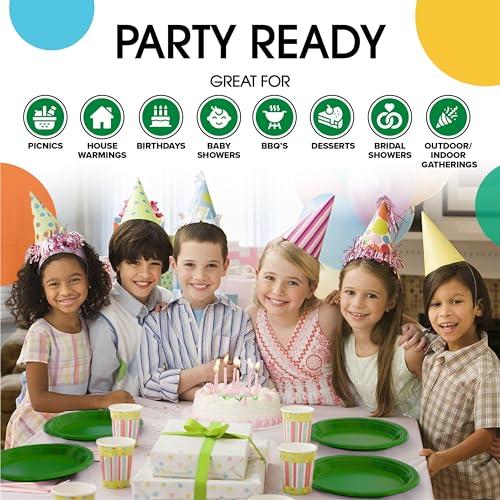 Exquisite Exquisite 7 Inch Green Plastic Plates - 600 Count - Solid Color Disposable Plates - Green Dinner Party Plates For All Occasions - Green Plastic Party Plates For Parties