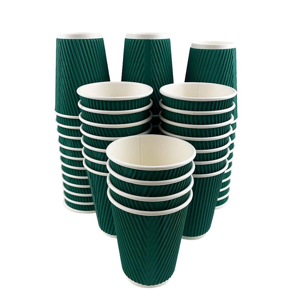 Heyiwell Heyiwell 8 oz Insulated Ripple Paper Coffee Cup 500 Pack Disposable Coffee Cups Suitable for Cold/Hot Coffee, Chocolate, Juice or Tea,Green