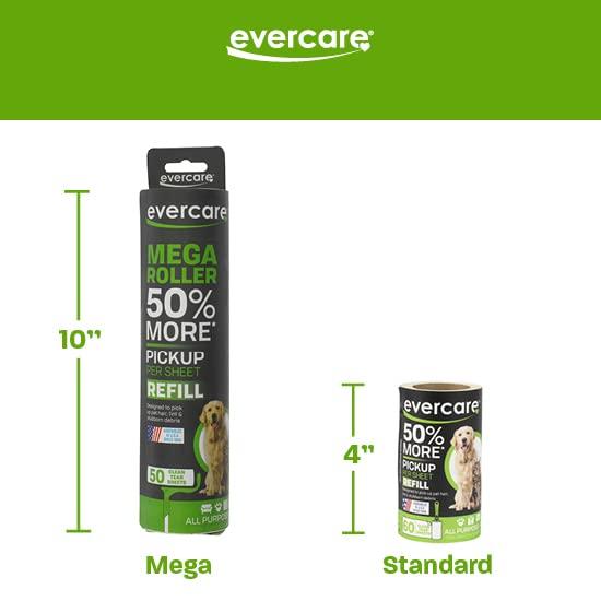 Evercare Evercare Pet Mega Lint Roller Value Pack with Two 50-Sheet Refills - includes Refillable Lint Roller, Adhesive Sheets, Versatile Cleaning Uses, Home and On-The-Go Use, Extendable Handle