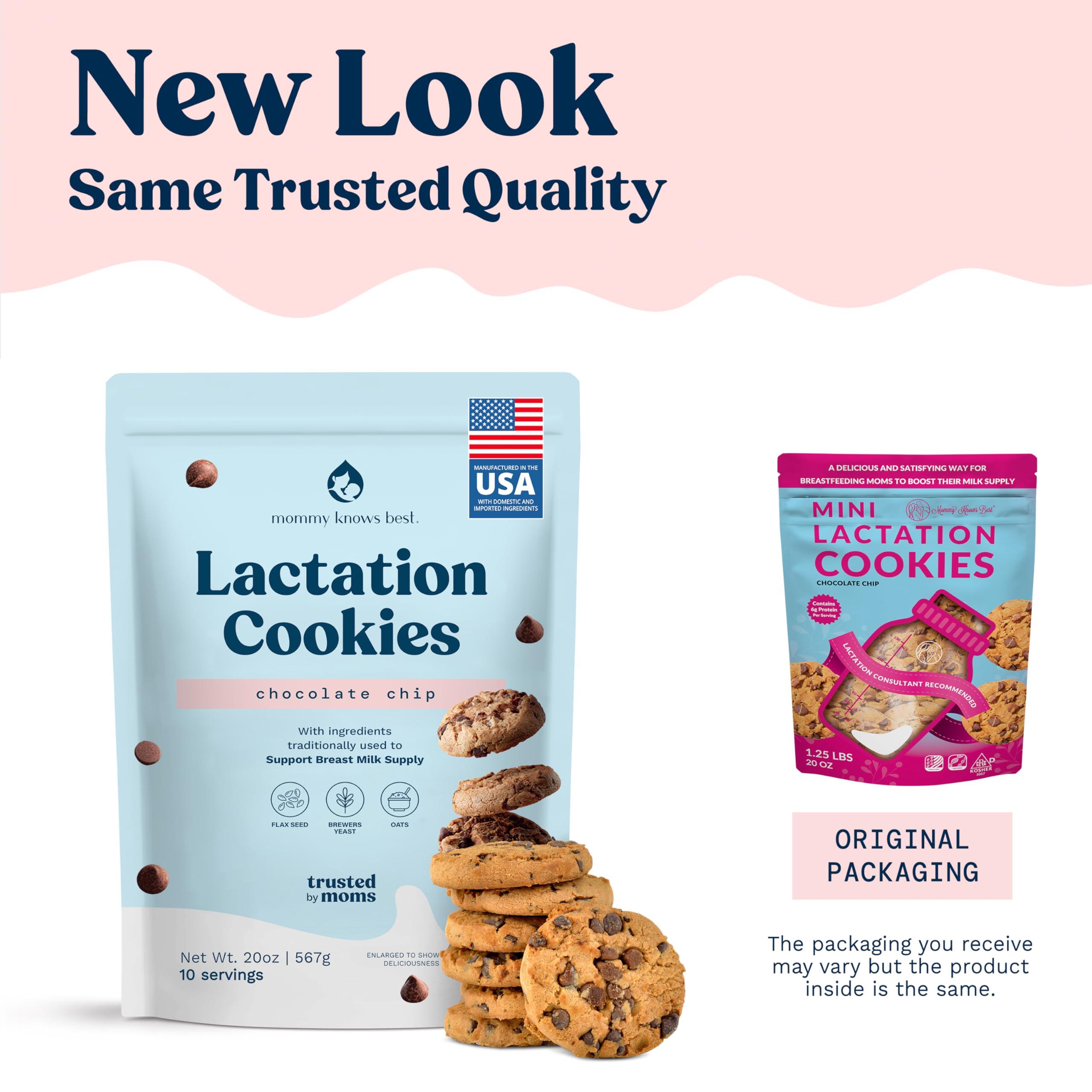 Mommy Knows Best Lactation Cookies Breastfeeding Supplement - Chocolate Chip - Support Mothers Breast Milk Supply Increase - with Brewers Yeast Powder, Oat Flour, and Flax for Lactation - Fenugreek Free - 1.25 LBS