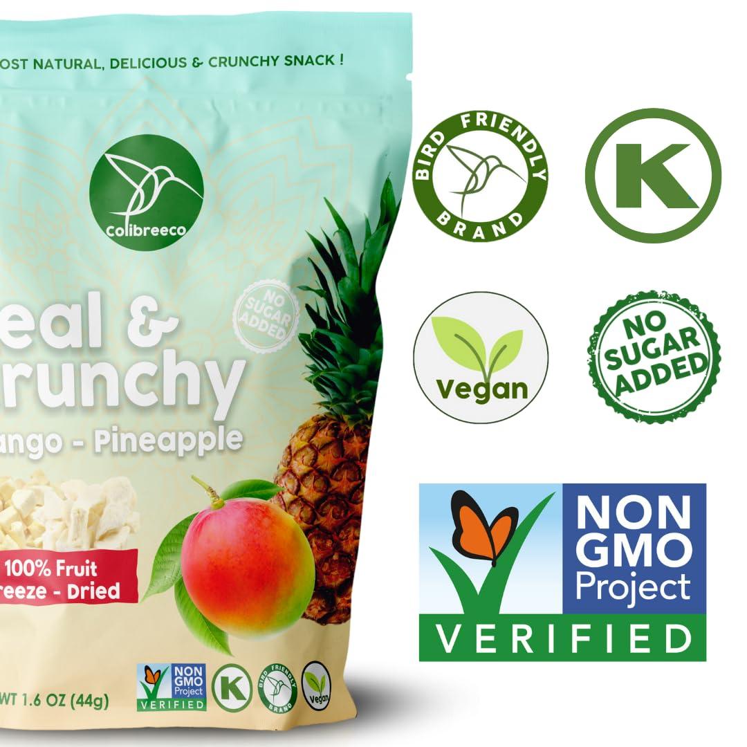 COLIBREECO Colibreeco, Freeze-Dried Fruit, Mix Pineapple & Mango, 1.6 Ounce (Pack of 8), Real and Crunchy, Non-GMO, Kosher and Vegan, 100% Fruit, No Sugar Added, Excellent for Healthy Snacks and Gluten Free.
