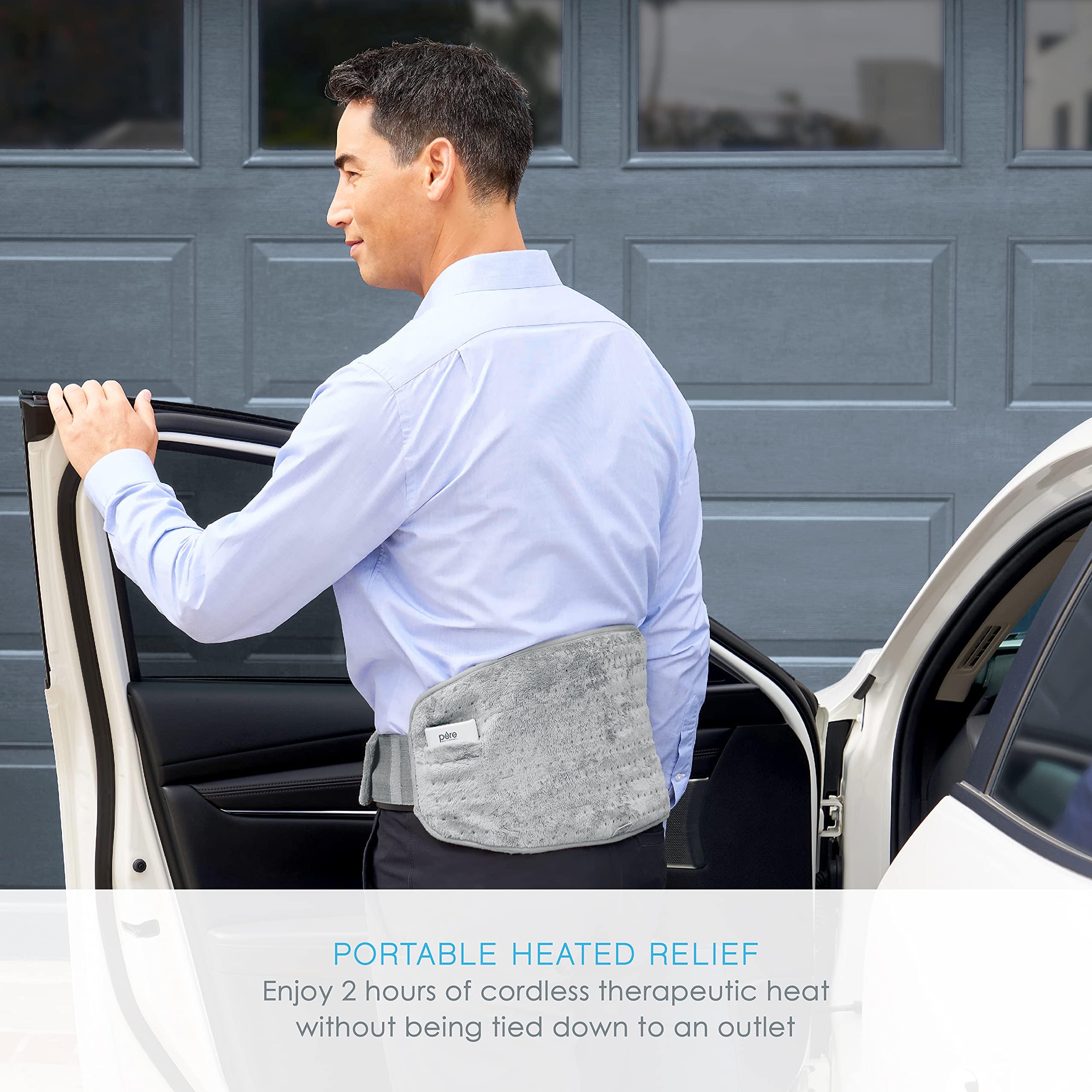 Pure Enrichment Pure Enrichment PureRelief Cordless Lumbar and Abdominal Heating Wrap - 4 Heat Settings, 2-Hour Portable Use, Optional Hot/Cold Gel Pack, Super-Soft Micromink, and Universal Fit Strap
