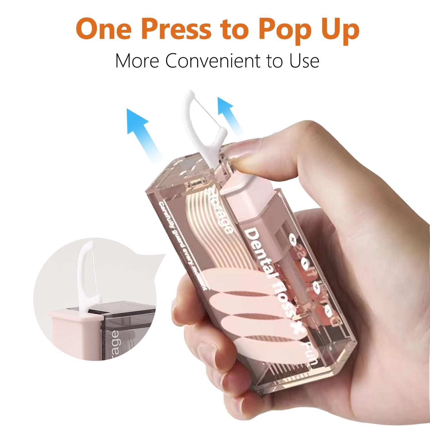Veeind Veeind 2024 Newest Dental Floss Dispenser, More Portable Tooth Dental Floss Picks Case, Floss Sticks Floss Pick Holder, Included 10 Pcs Dental Flossers for Adults Pink