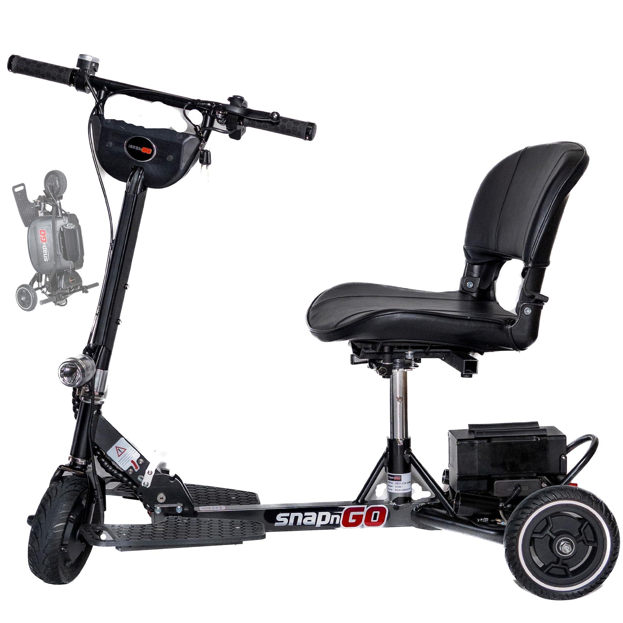 SNAPnGO SNAPnGO Three Wheel Portable Mobility Scooter for Adults - Aircraft-Grade Aluminum, Top Speeds of 7mph & 13-Mile Range - Folding & Foldable Scooter - Airline Approved Electric Sit Down Scooter