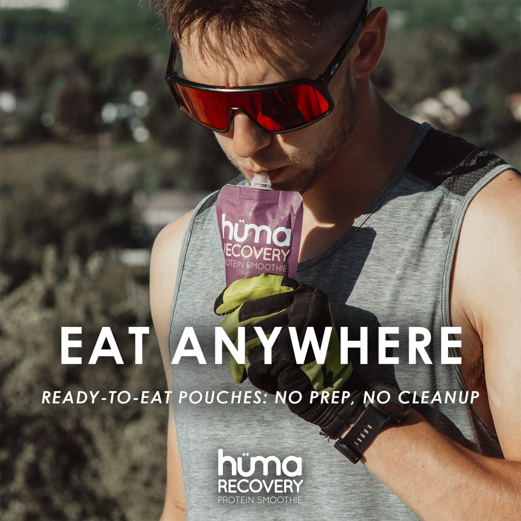 HÜMA CHIA ENERGY GEL Huma Recovery Protein Smoothie, 20 Pouches – 15g Collagen + Whey Post Workout Recovery Drink – Ready-to-Drink Protein Shake with Real Fruit, Electrolytes, Healthy Fats