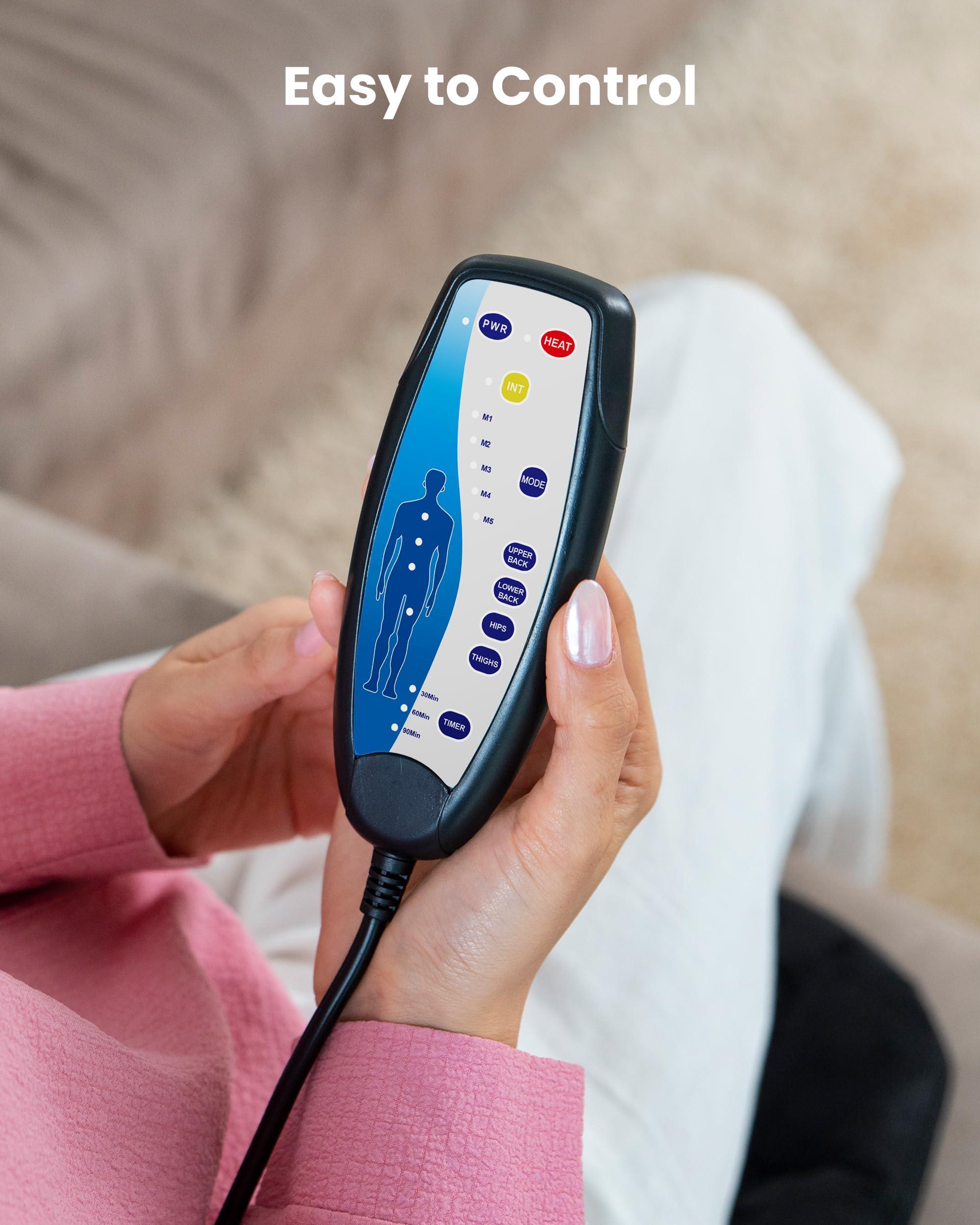 COMFIER COMFIER Back Massager with Heat, Vibration Massage Seat Cushion with 8 Massage Nodes & 5 Modes, Adjustable Chair Massage Pad for Home Office, Heated Chair Pad,Gifts for Him Her