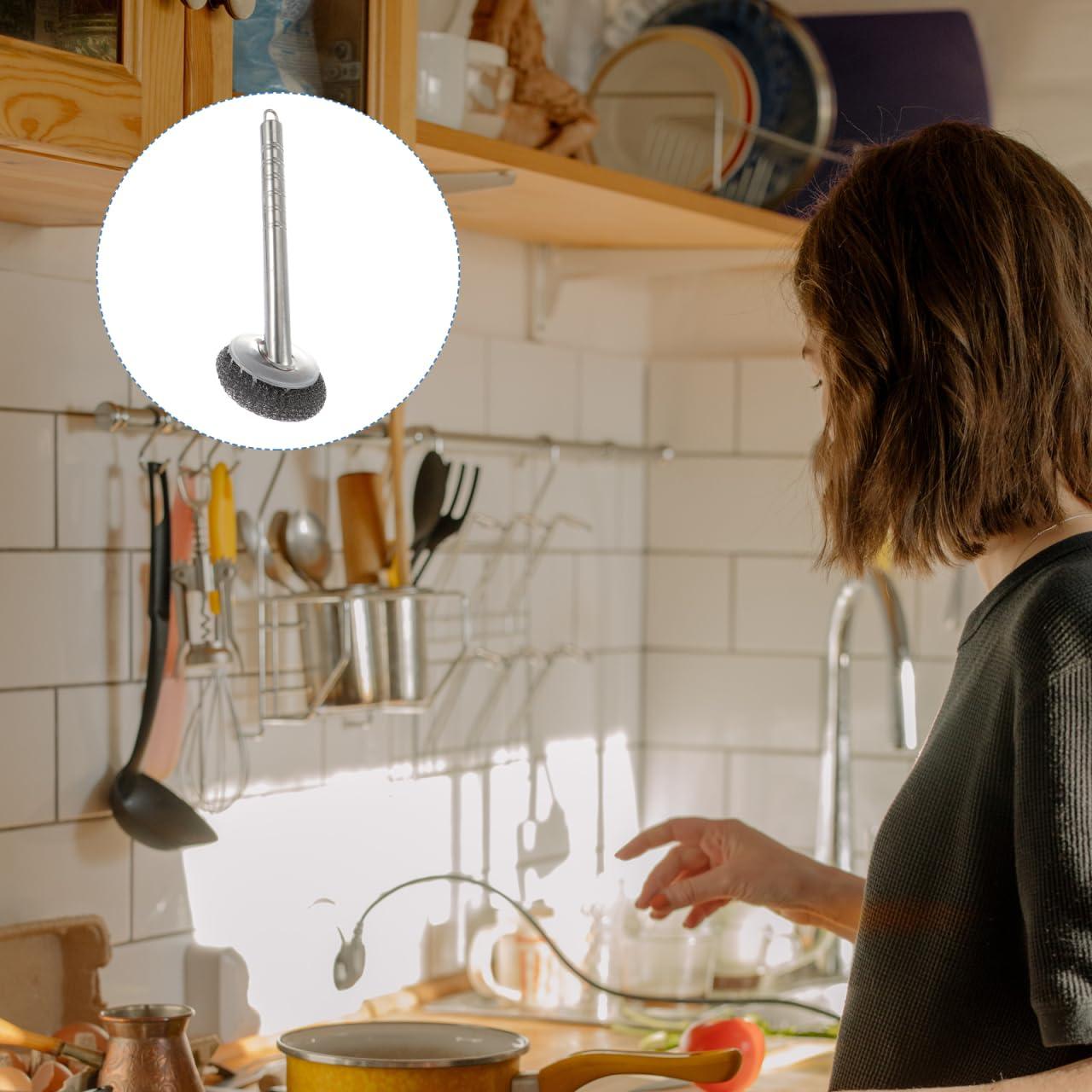 UPKOCH Wire Brush Brush: Helper Scrubber Dish Scouring Bowl Brush Steel Pot Practical Stainless Dishes Sturdy with Wok Ball for Dishwashing Pads Sink Pan Convenient Elastic