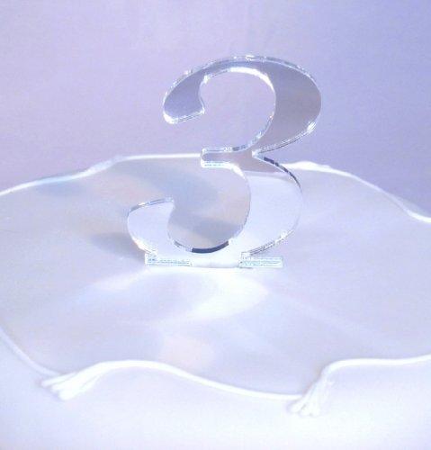 Super Cool Creations Set of 13 Silver Acrylic Mirror Cake Topper Numbers Script - 10cm /5cm Spike