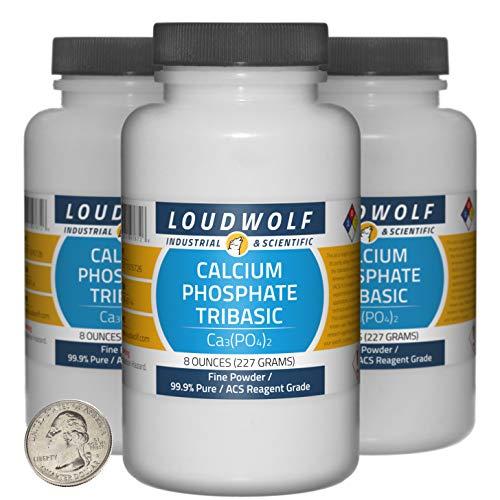 Loudwolf Calcium Phosphate Tribasic / 1.5 Pounds / 3 Bottles / 99.9% Pure ACS Reagent Grade/Fine Powder/USA