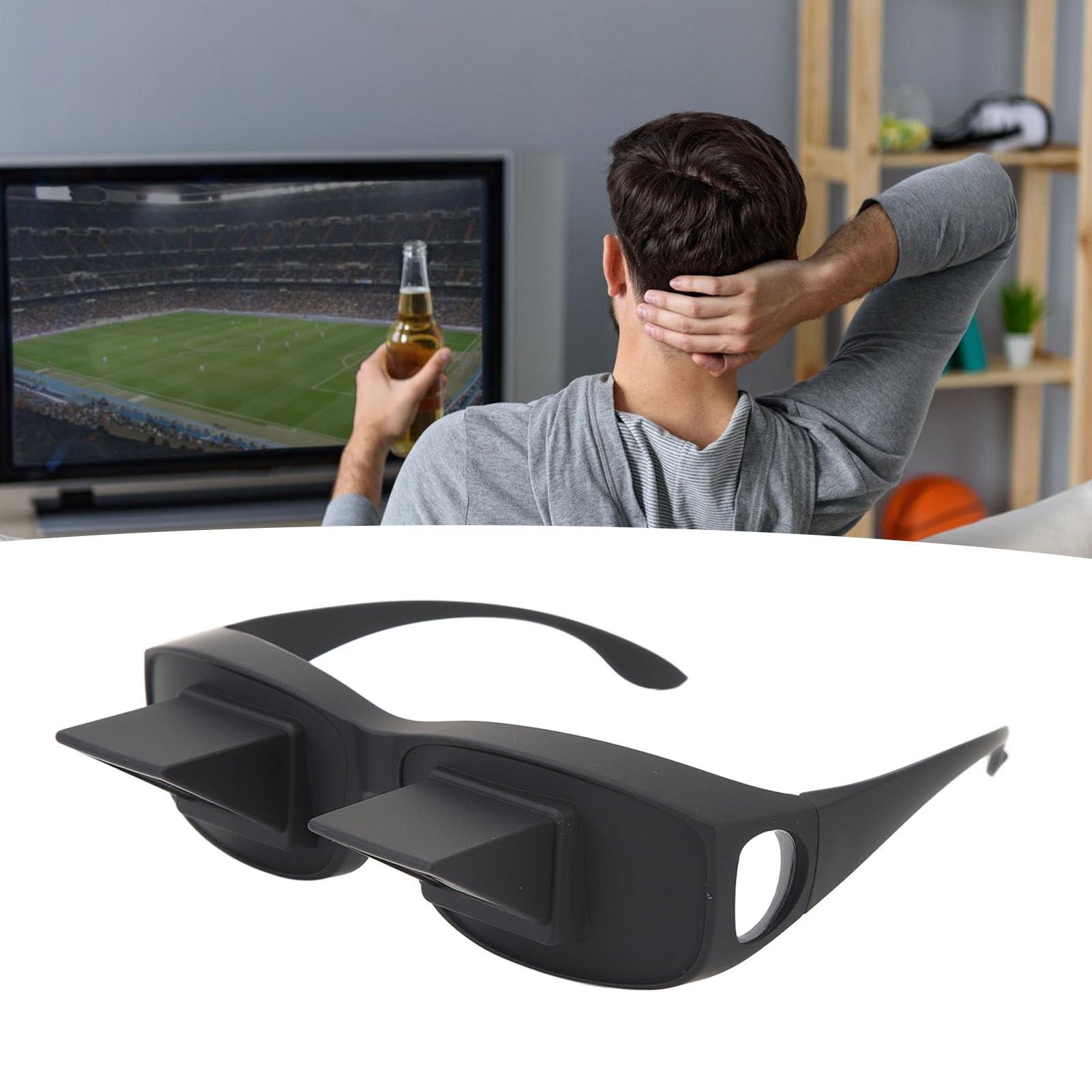 GOWENIC Lazy Glasses Bed Prism Glasses, Horizontal Spectacles HD Lie Down Eyeglasses for Lying Down Reading and Watching TV, 90 Horizontal Reflection, Black