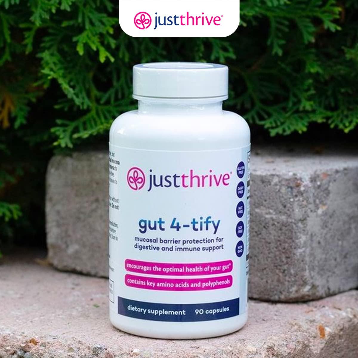 Just Thrive Just Thrive Gut 4-tify - Gut Health Supplements for Women and Men - Anti Bloat, 90 Vegetable Capsules