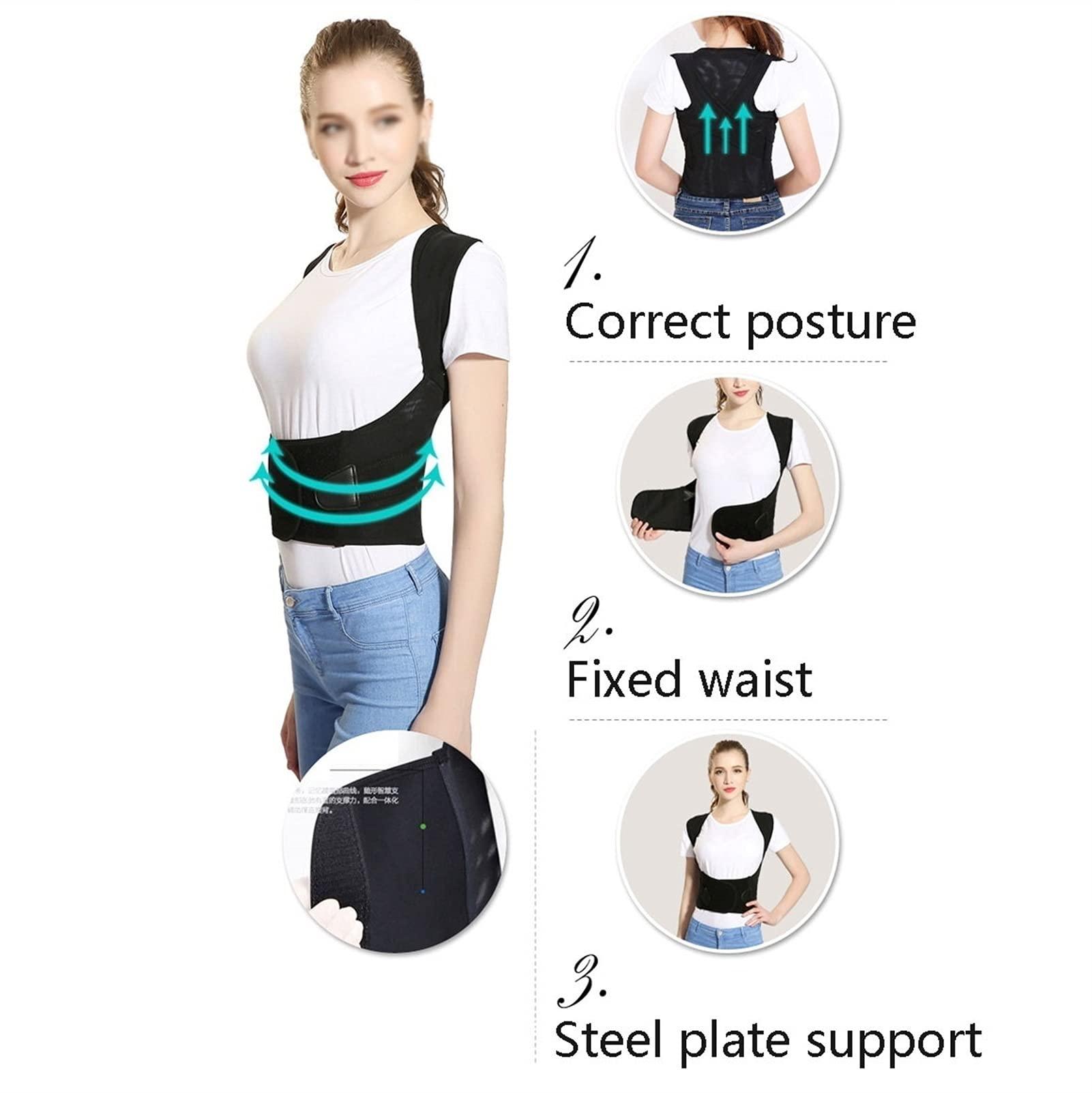 XWSM Full Back Brace Posture Corrector For Men And Women - Upper And Lower Back Support Protection Belt Adjustable Provide Pain Relief For Neck, Back, Shoulders Support ( Color : Black , Size : 4X-Large )