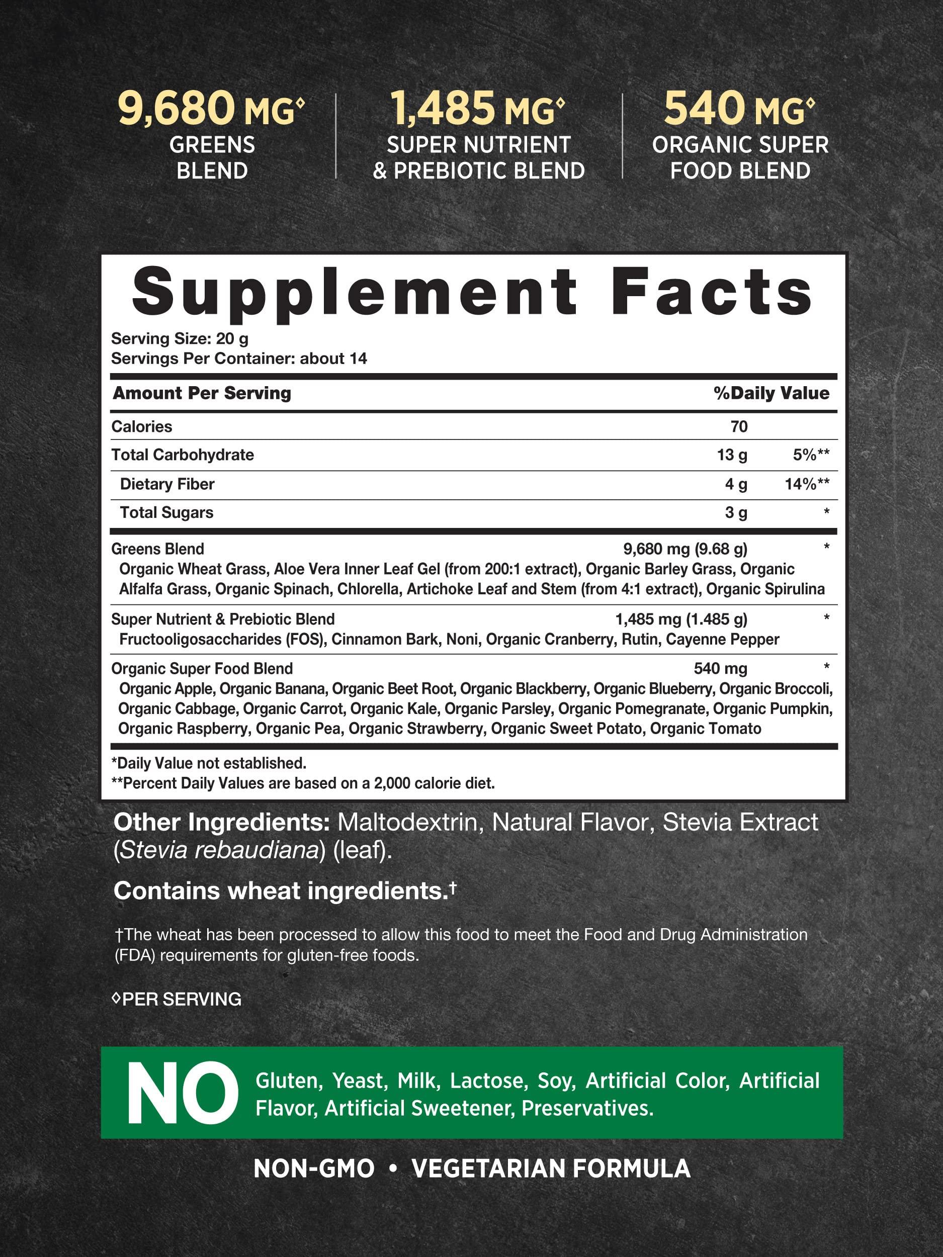 Nature's Truth Nature\'s Truth Super Greens Powder Supplement | Fruit & Vegetables Superfood Blend | Vegan, Non-GMO & Gluten Free Juice & Smoothie Mix | 9.88 oz